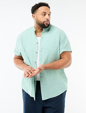 Camisa de lino mezclado de manga corta