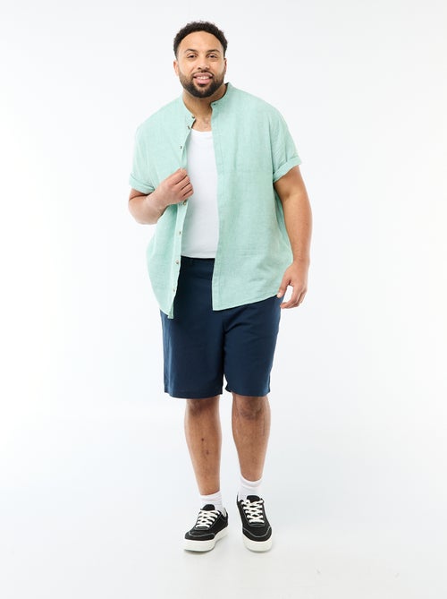 Camisa de lino mezclado de manga corta - Kiabi