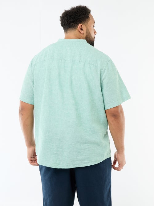 Camisa de lino mezclado de manga corta - Kiabi
