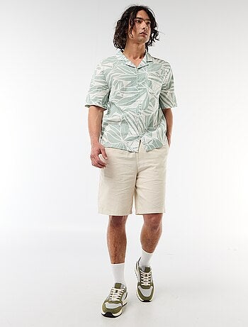 Camisa de lino mezclado de manga corta