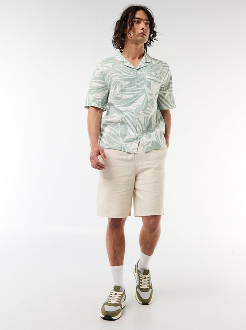 Camisa de lino mezclado de manga corta - Kiabi