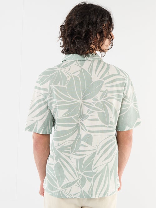 Camisa de lino mezclado de manga corta - Kiabi