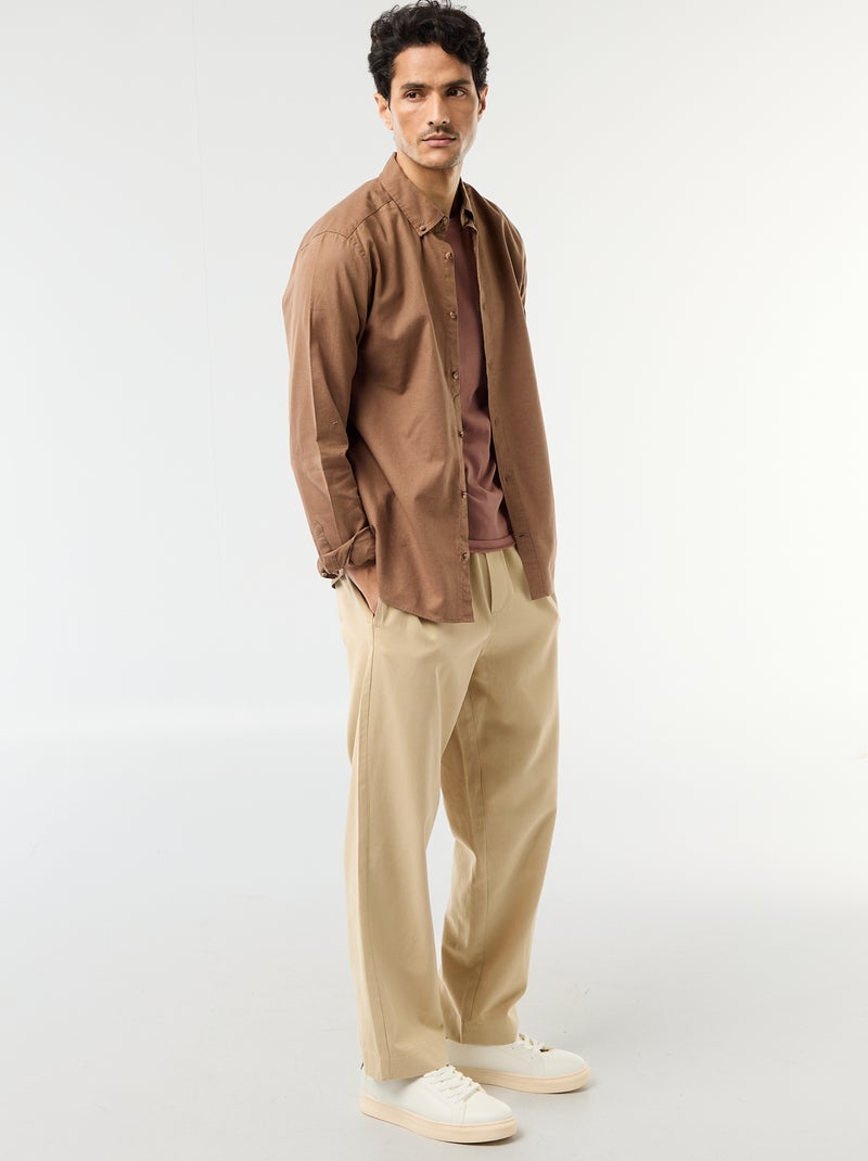 Camisa de lino mezclado Marron - Kiabi
