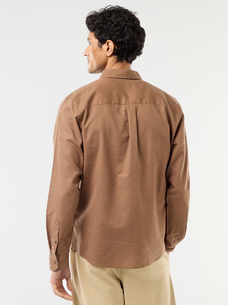 Camisa de lino mezclado Marron - Kiabi