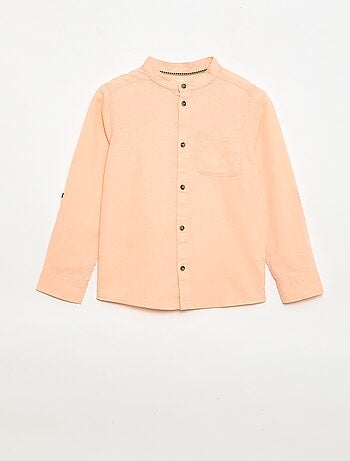 Camisa rayada de lino mezclado