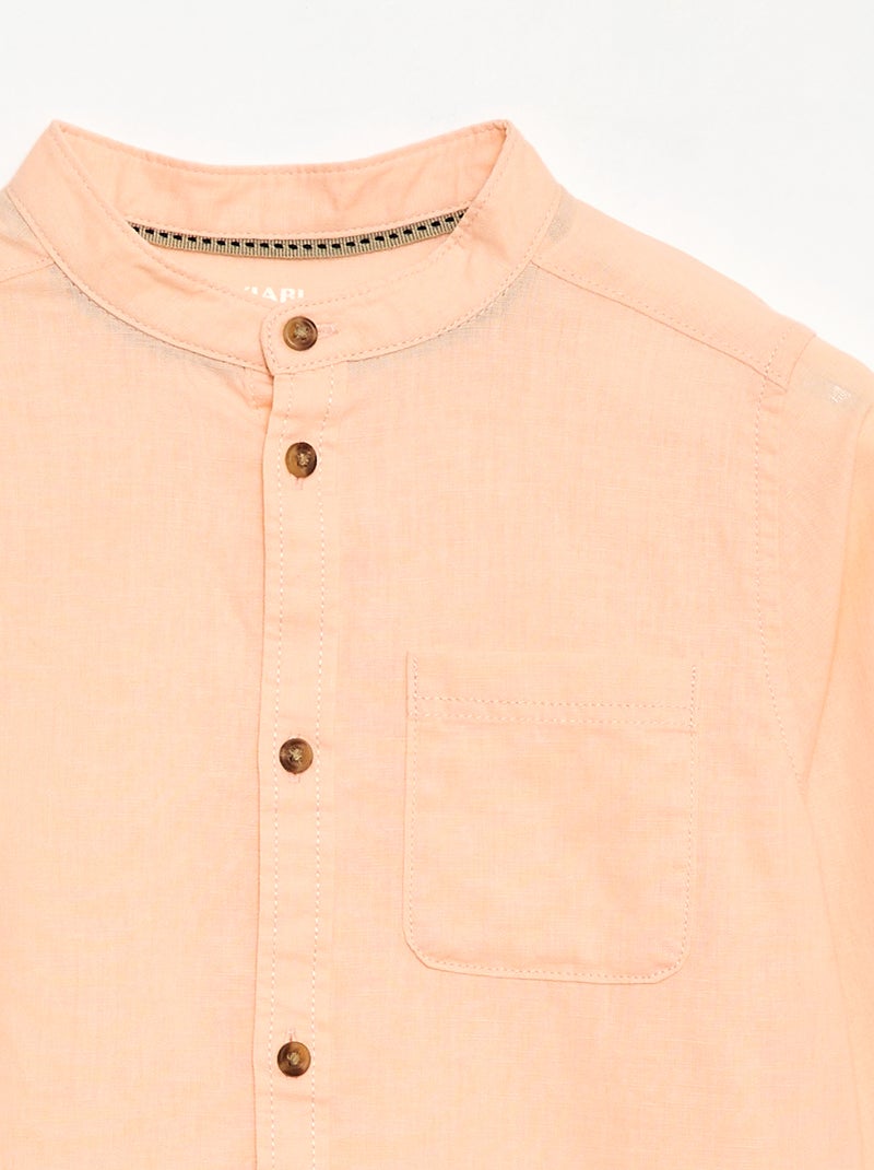 Camisa de lino mezclado Naranja - Kiabi