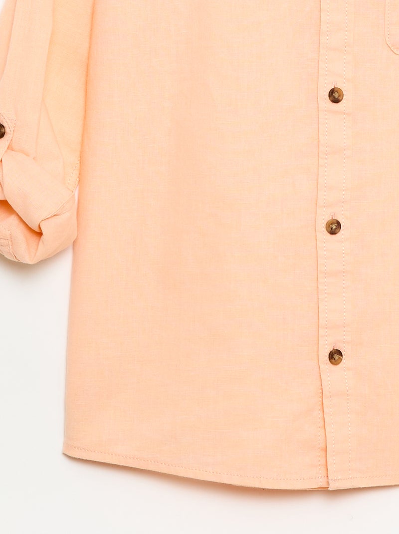 Camisa de lino mezclado Naranja - Kiabi