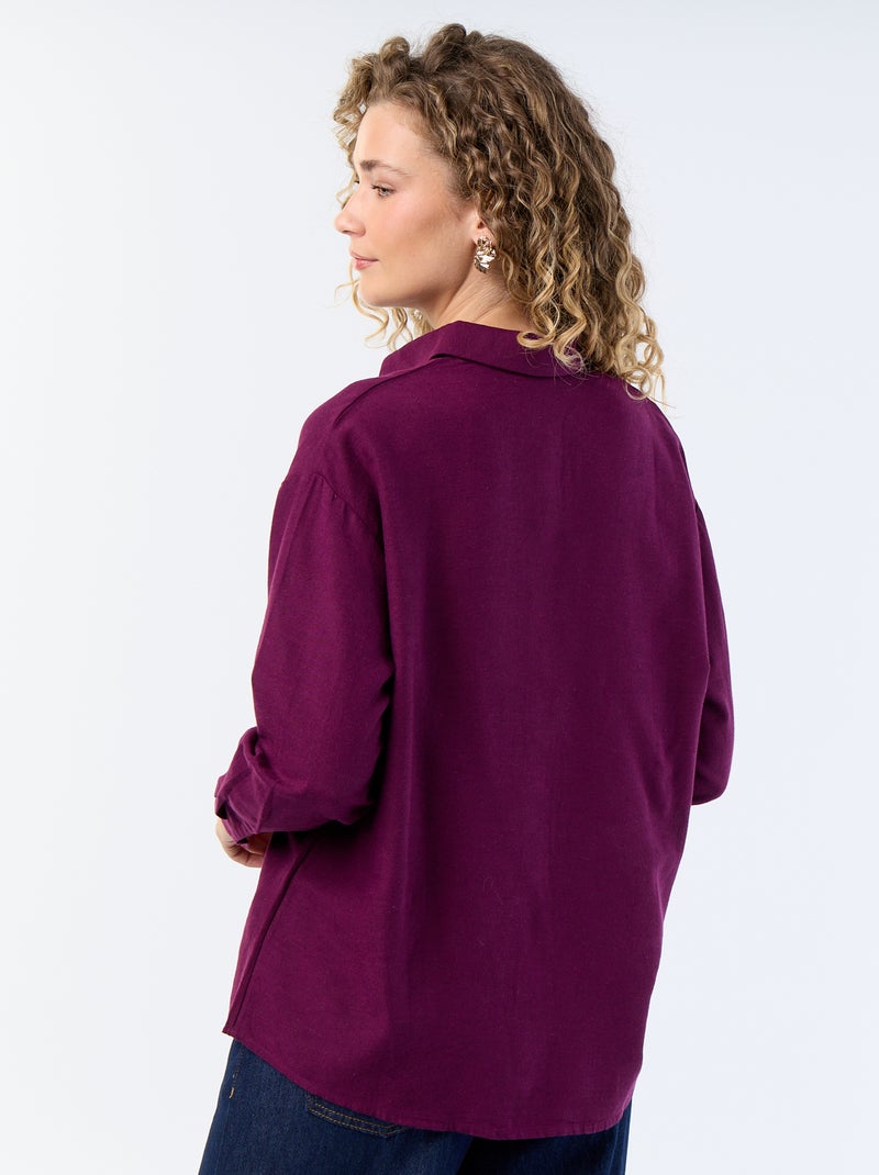 Camisa de lino mezclado Purpura - Kiabi