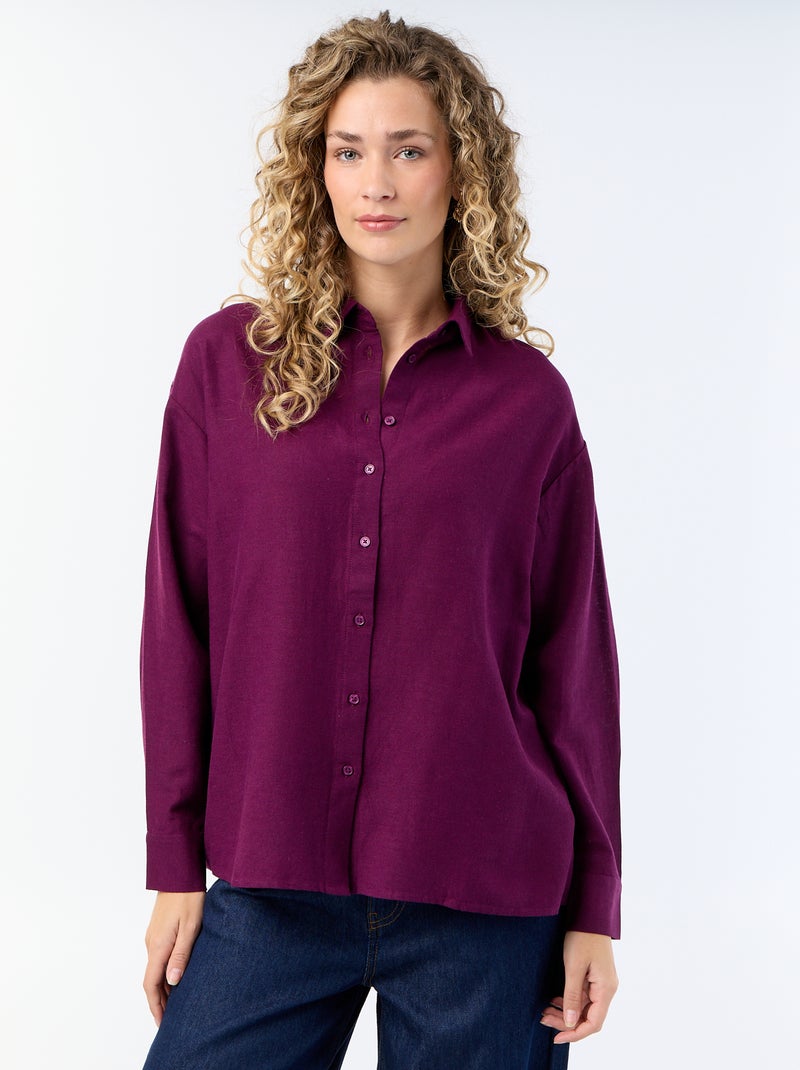 Camisa de lino mezclado Purpura - Kiabi