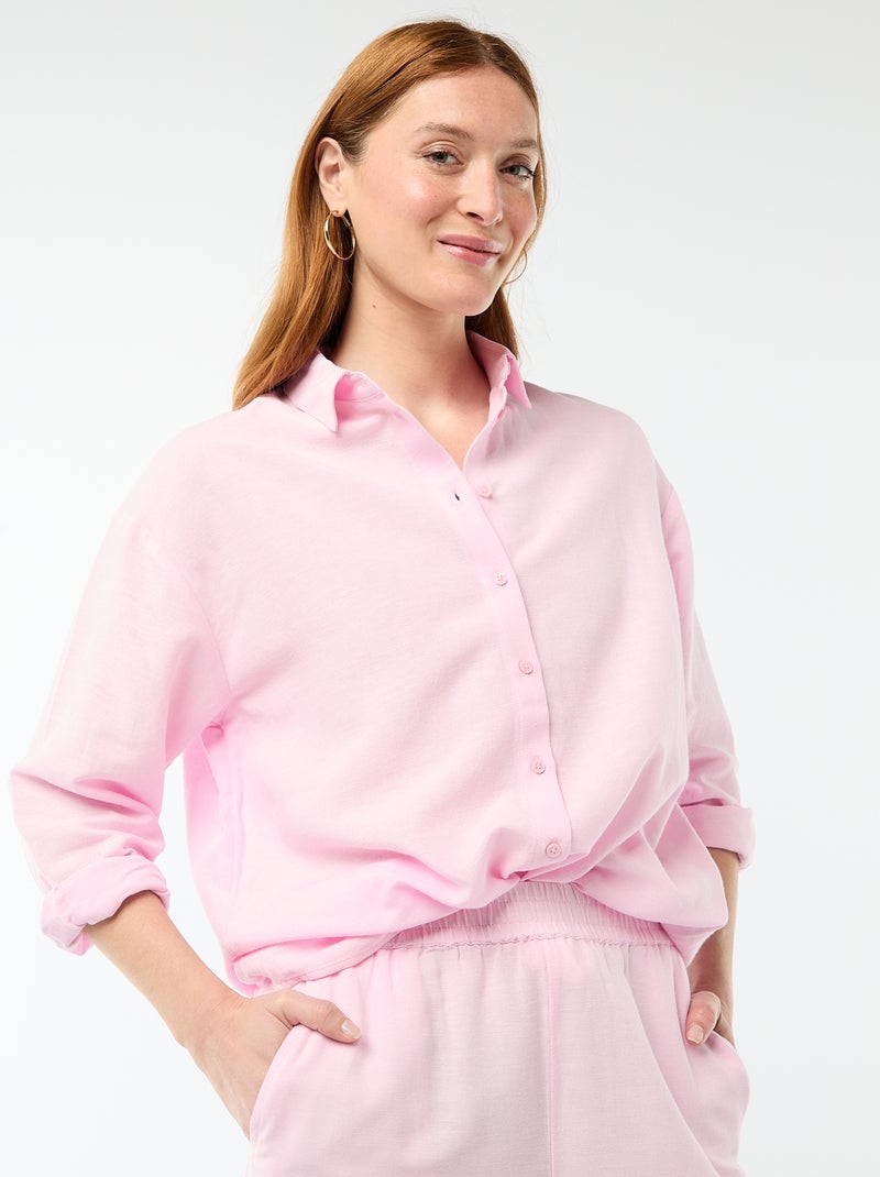 Camisa de lino mezclado Rosa - Kiabi