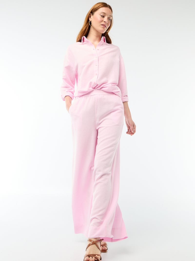 Camisa de lino mezclado Rosa - Kiabi