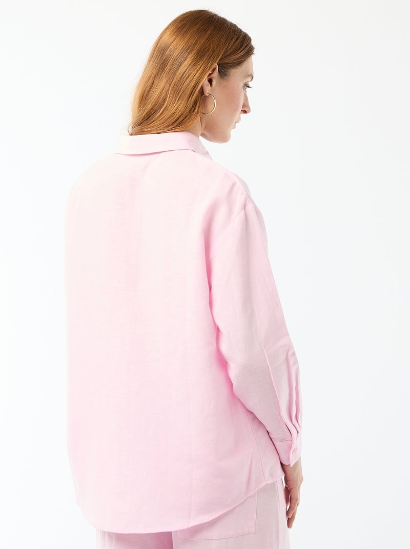 Camisa de lino mezclado Rosa - Kiabi