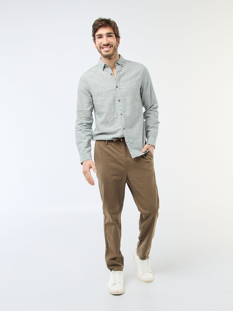 Camisa de lino mezclado Verde - Kiabi