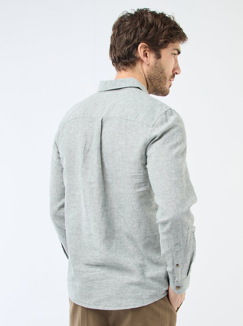 Camisa de lino mezclado Verde - Kiabi