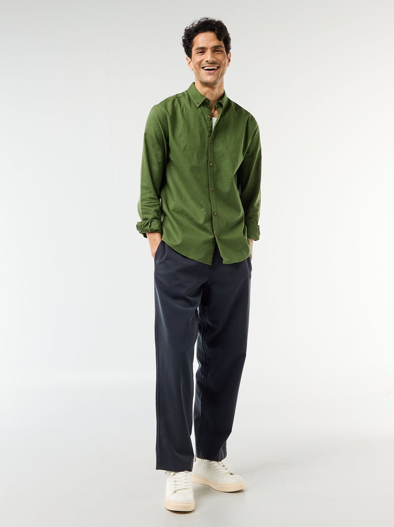 Camisa de lino mezclado Verde - Kiabi
