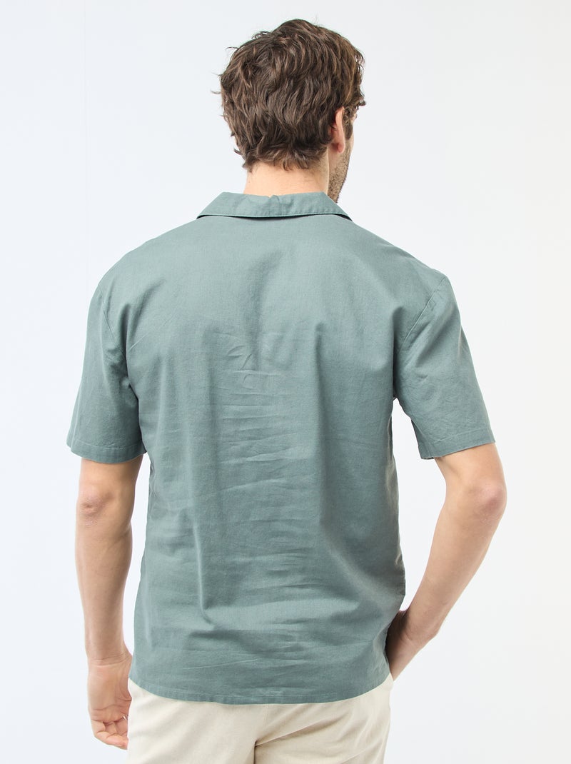 Camisa de lino mezclado Verde - Kiabi