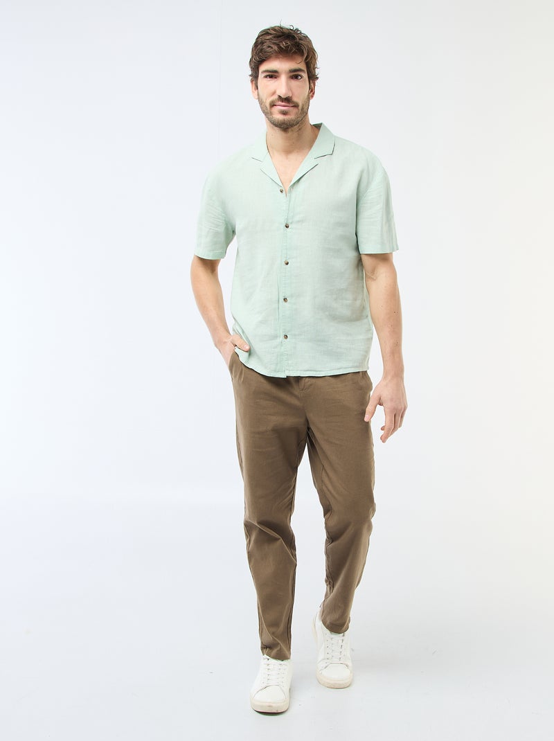 Camisa de lino mezclado Verde - Kiabi