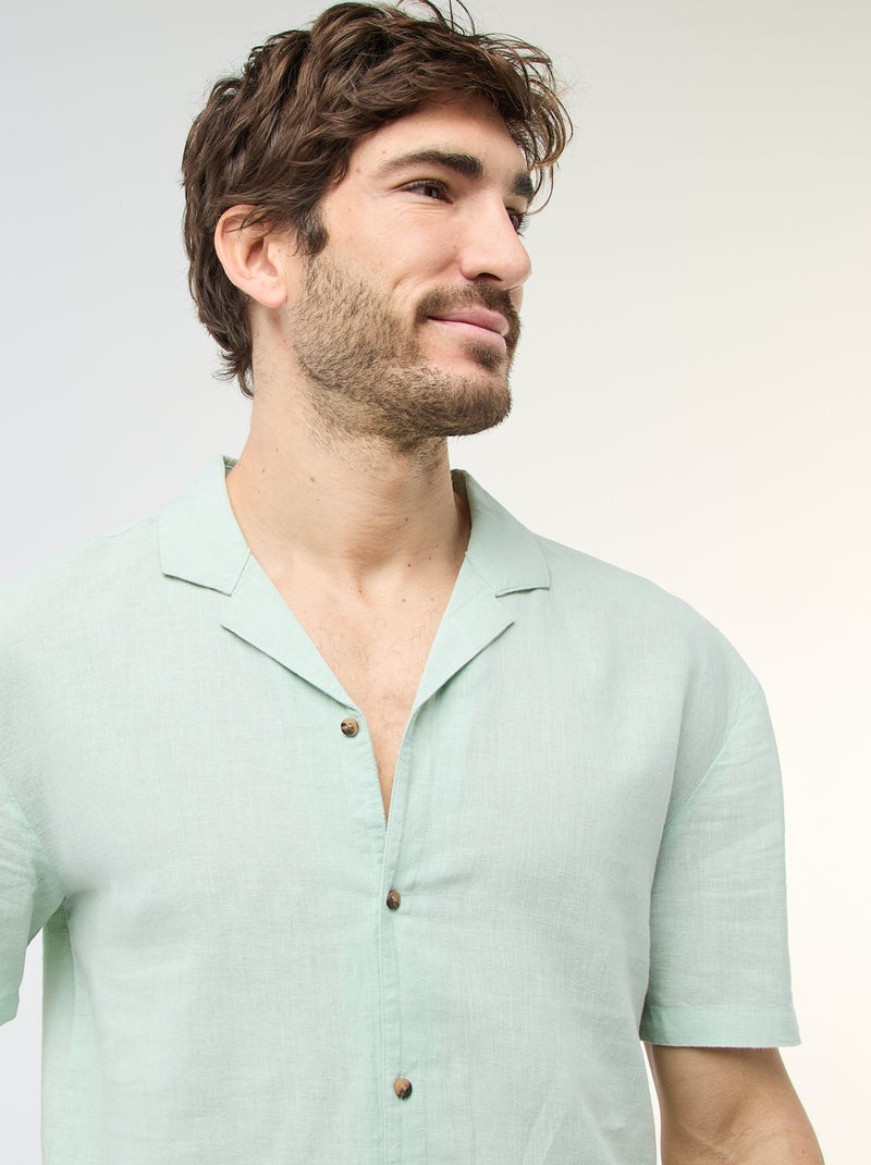 Camisa de lino mezclado Verde - Kiabi