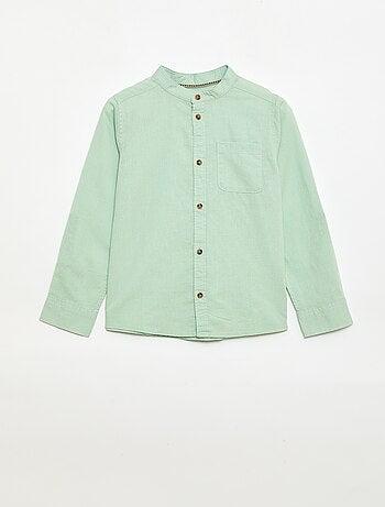 Camisa rayada de lino mezclado