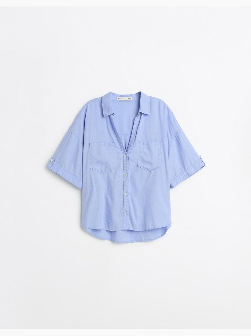 Camisa de lino, MO Fashion Azul - Kiabi