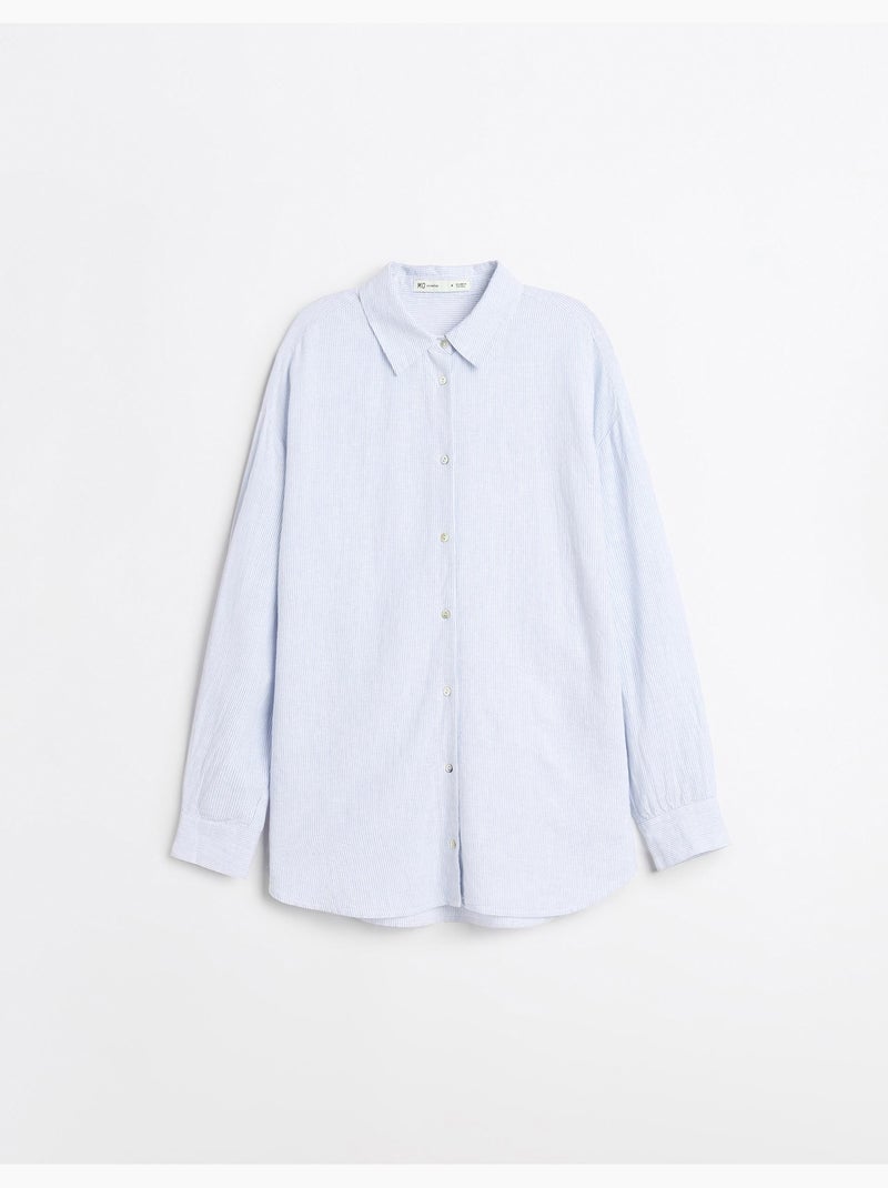 Camisa de lino, MO Fashion Azul - Kiabi