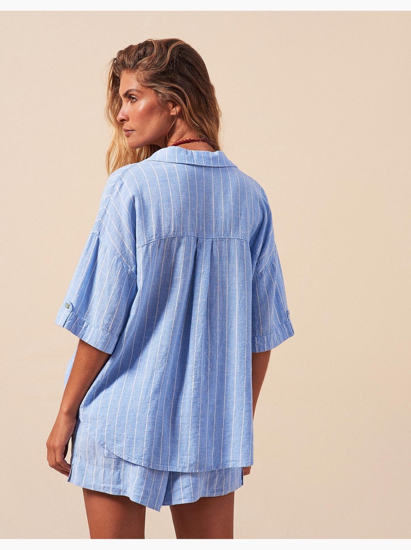 Camisa de lino, MO Fashion Azul - Kiabi