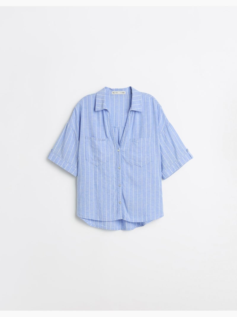 Camisa de lino, MO Fashion Azul - Kiabi