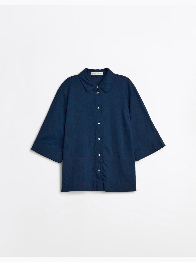 Camisa de lino, MO Fashion Azul - Kiabi
