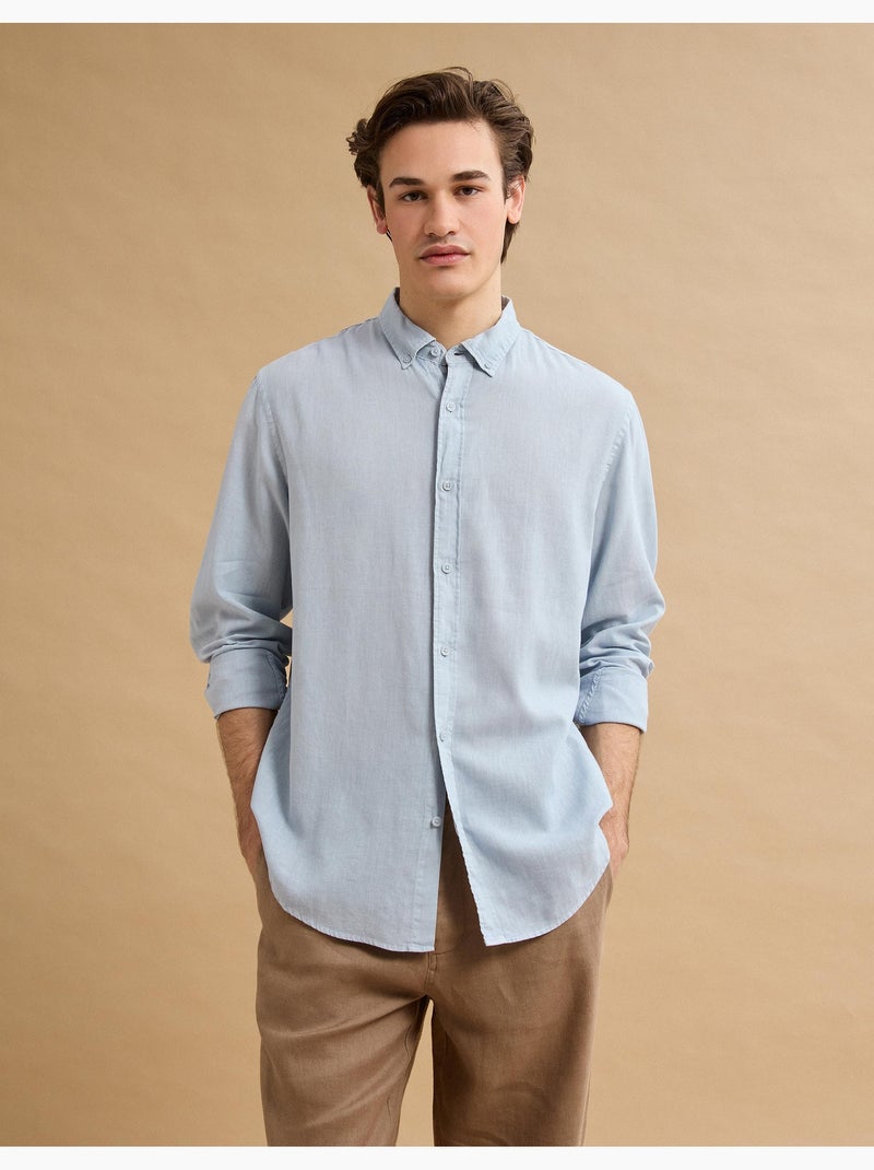 Camisa de lino, MO Fashion Azul - Kiabi