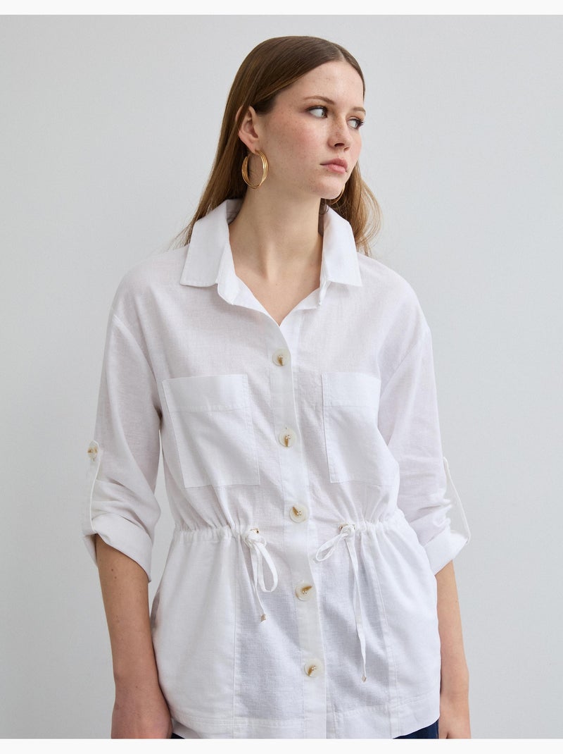 Camisa de lino, MO Fashion Blanco - Kiabi