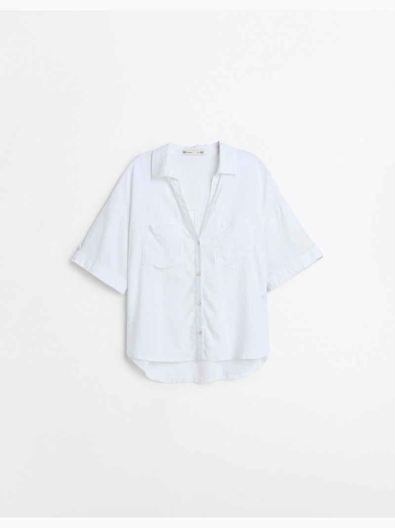 Camisa de lino, MO Fashion Blanco - Kiabi