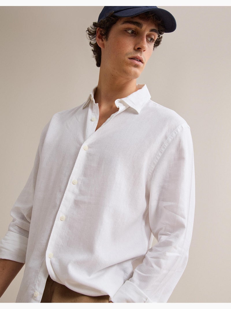 Camisa de lino, MO Fashion Blanco - Kiabi