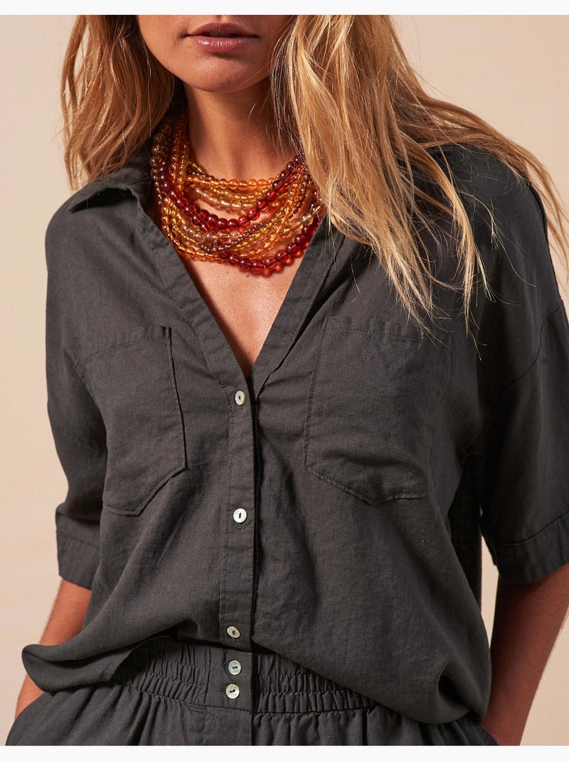 Camisa de lino, MO Fashion Gris - Kiabi