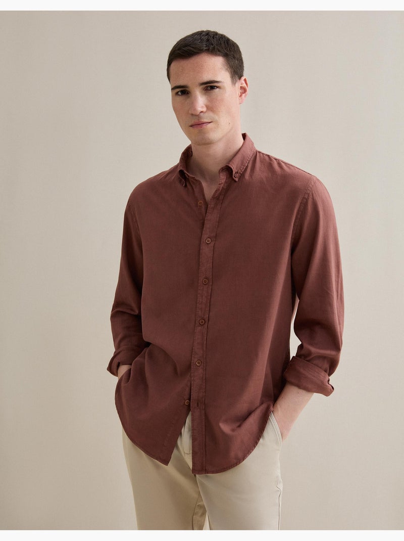 Camisa de lino, MO Fashion Marrón - Kiabi