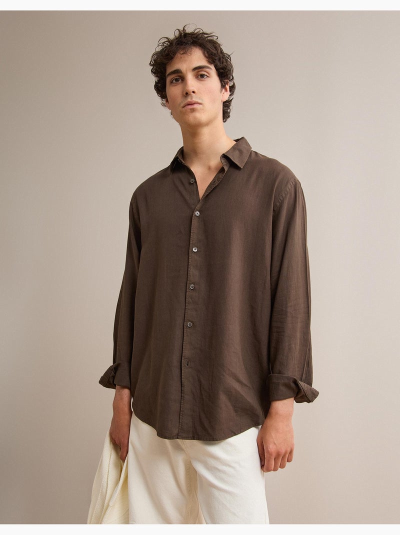 Camisa de lino, MO Fashion Marrón - Kiabi