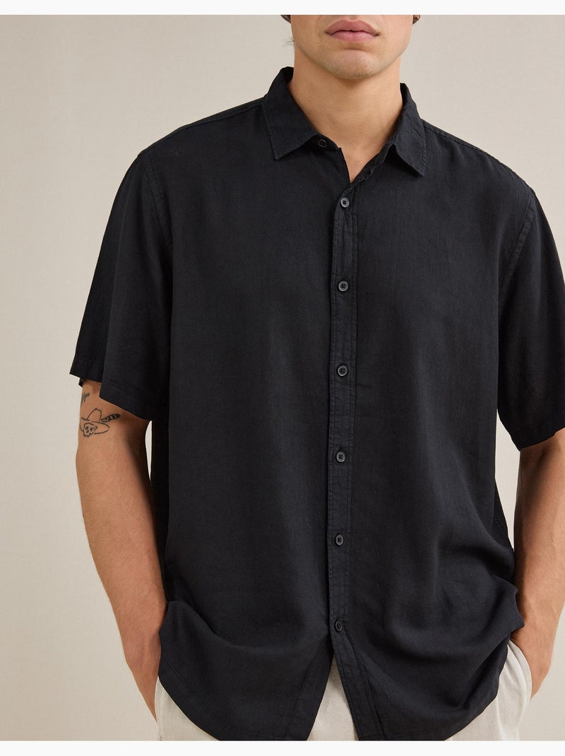 Camisa de lino, mo fashion Negro - Kiabi