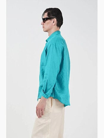 Camisa de lino oversize de manga larga para hombre giesto