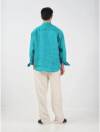Camisa de lino oversize de manga larga para hombre giesto