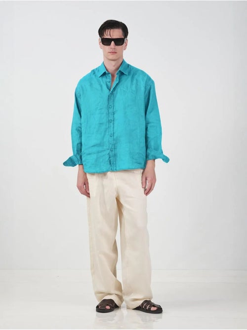 Camisa de lino oversize de manga larga para hombre giesto - Kiabi Camisa de lino oversize de manga larga para hombre giesto - Kiabi