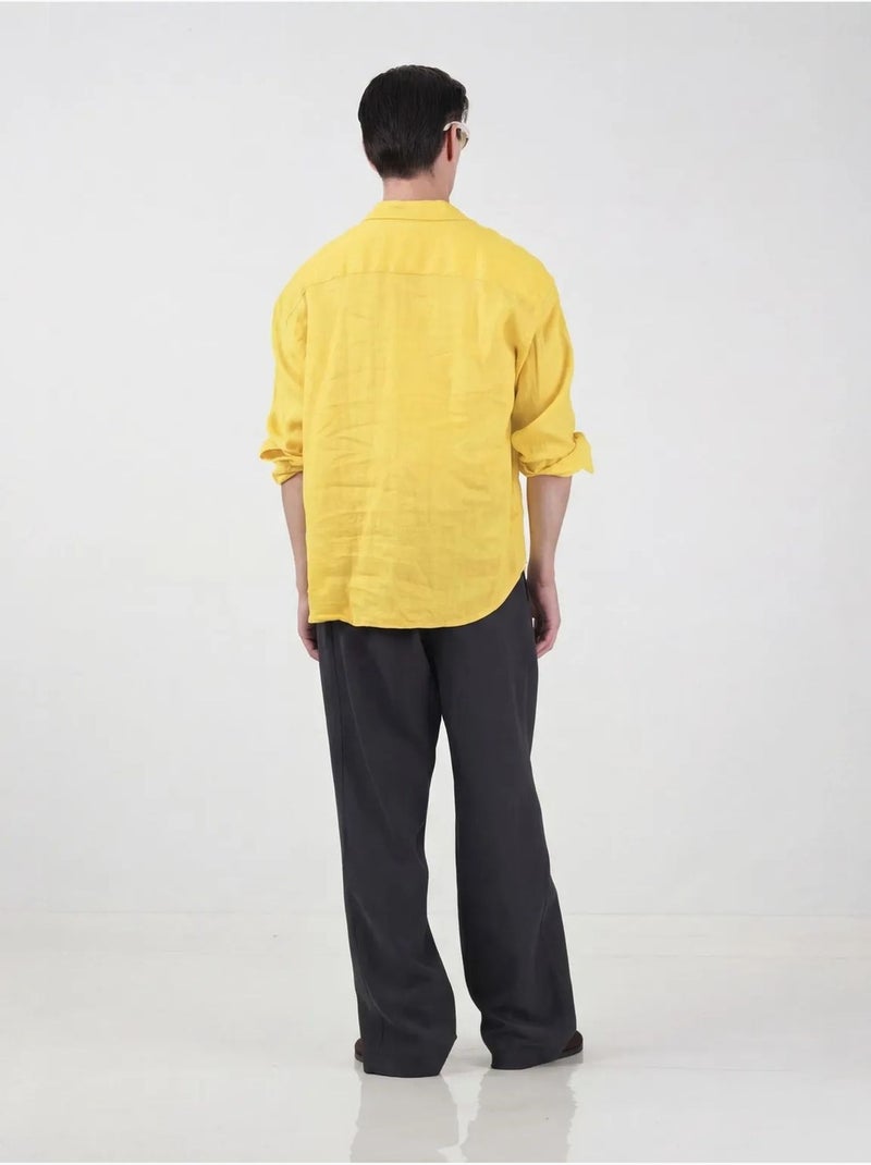 Camisa de lino oversize para hombre giesto Amarillo - Kiabi