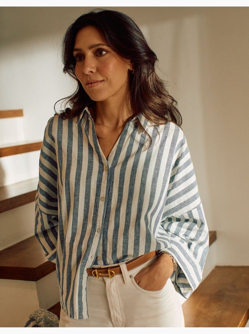 Camisa de lino oversized a rayas You&Me - Kiabi