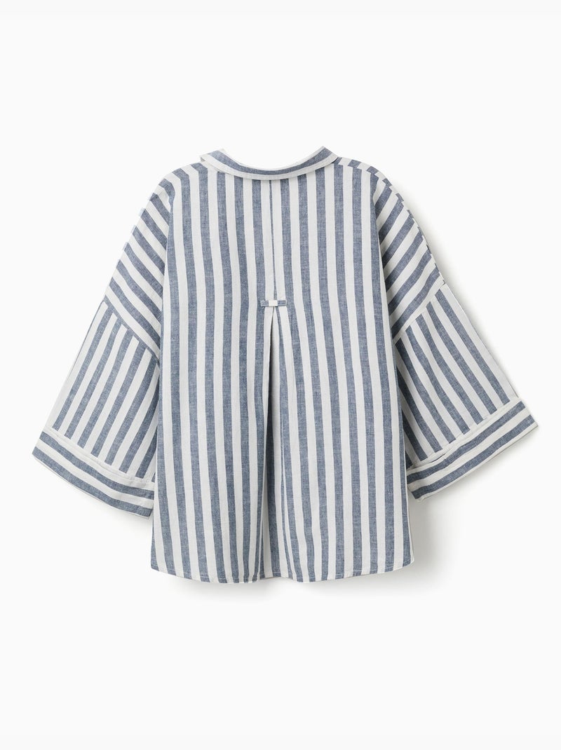 Camisa de lino oversized a rayas You&Me Beige claro - Kiabi