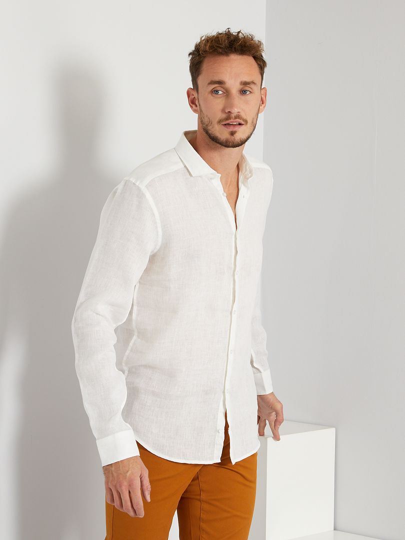 Camisa de lino puro +1,90 m Blanco - Kiabi