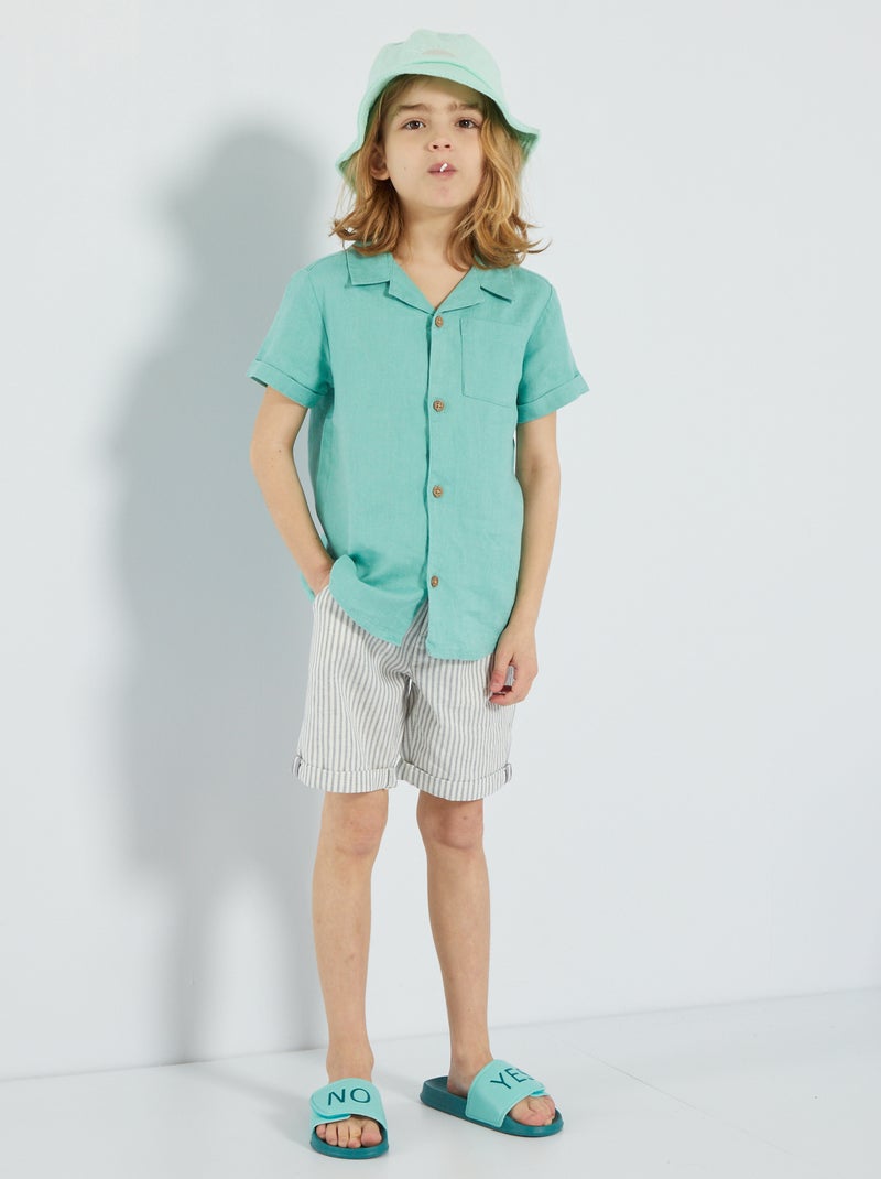 Camisa de lino regular fit VERDE - Kiabi