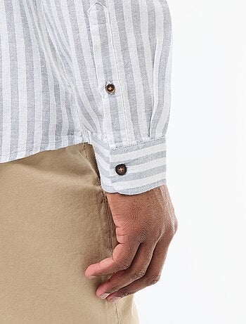 Camisa de lino y algodón a rayas