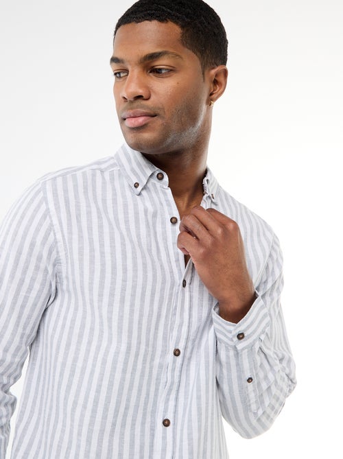 Camisa de lino y algodón a rayas - Kiabi