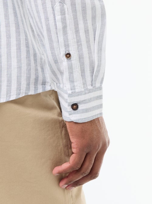 Camisa de lino y algodón a rayas - Kiabi