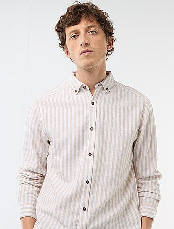 Camisa de lino y algodón a rayas