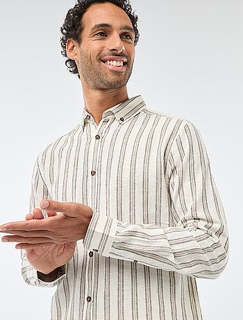 Camisa de lino y algodón a rayas