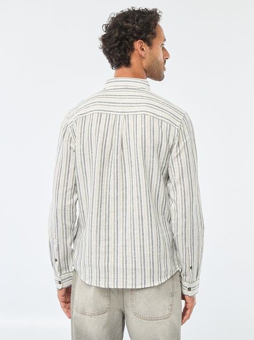Camisa de lino y algodón a rayas - Kiabi